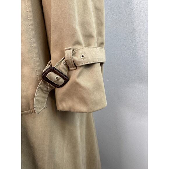 VINTAGE Aquascutum Long Trench Coat 2way Beige Tan Wool Authentic ENGLAND - Picture 7 of 16